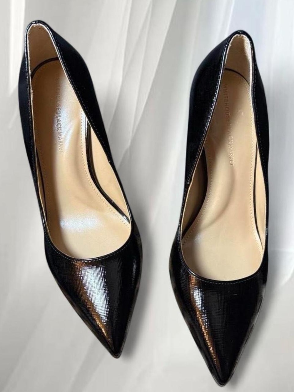 Black Pointed Toe Women's Pumps - genuine leather heels